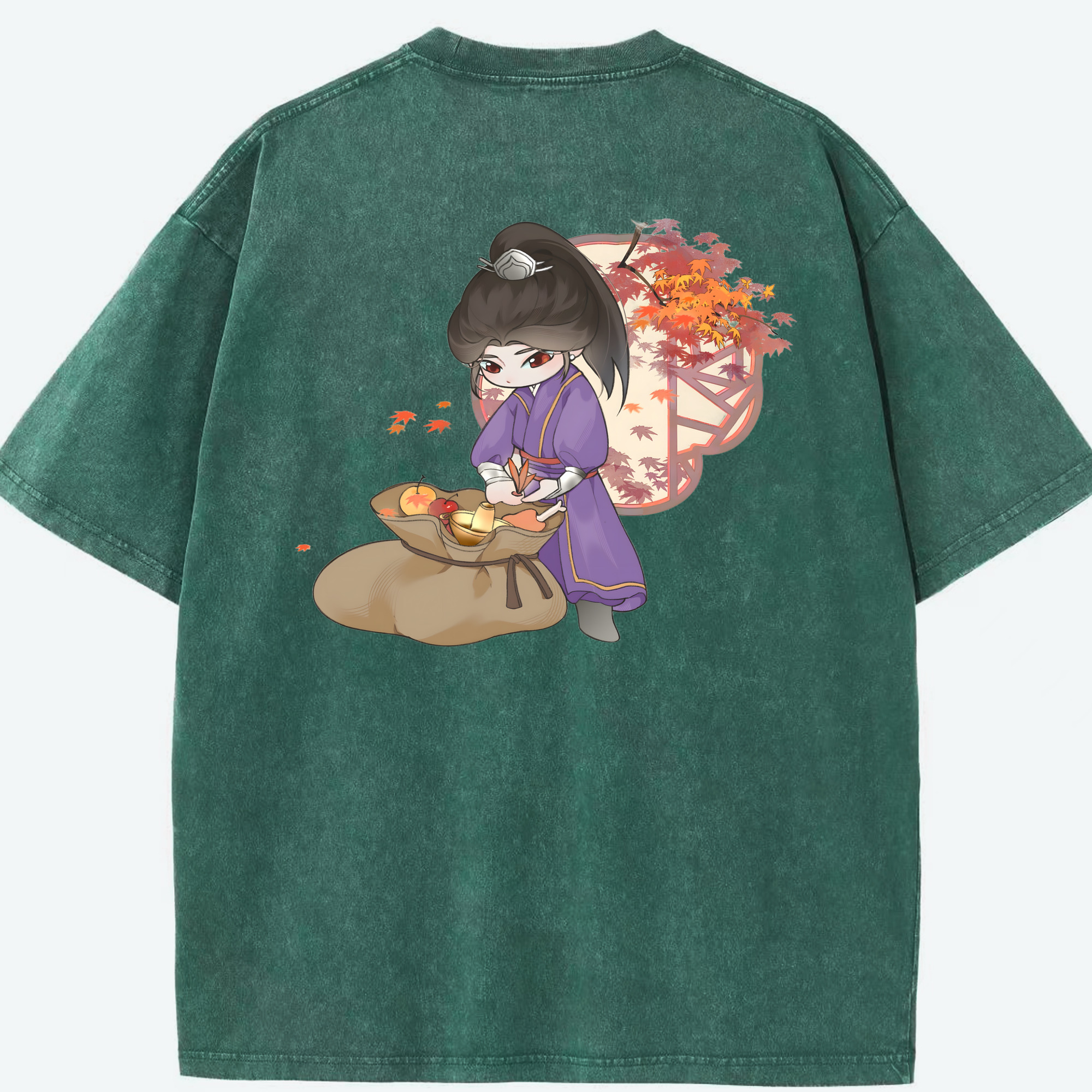 （画像用） Ne Zha 2 ナタ 魔童の大暴れ 綿100% ヴィンテージ風 半袖Tシャツ（背面プリント）